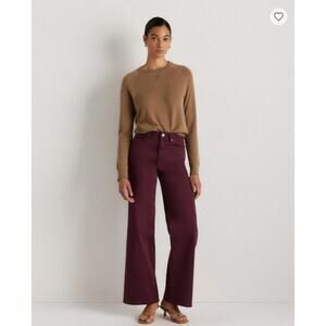 Quince Bella Stretch Wide Leg Jeans Wine Tasting Red Size 31 NWOT